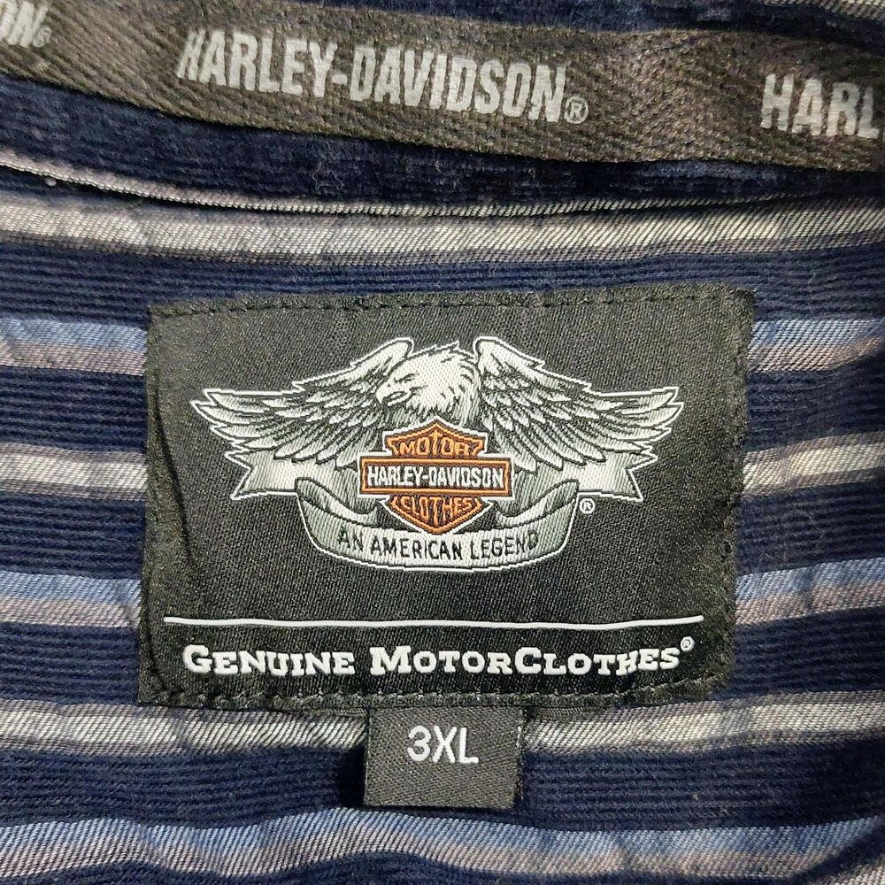 Harley Davidson Genuine Long Sleeve Button Up Shirt Embroidered Men's 3XL Navy - Picture 5 of 7